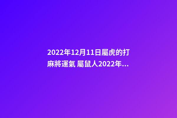 2022年12月11日屬虎的打麻將運氣 屬鼠人2022年12月18日打麻將運氣好嗎-第1張-觀點-玄機派
